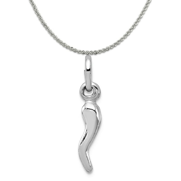 Beautiful Sterling silver 925 sterling Sterling Silver Rhodium-plated Italian Horn Pendant 